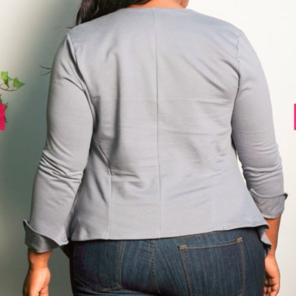 Plus Sizes Slate Gray Moto Jacket - Picture 3 of 5